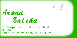 arpad balika business card